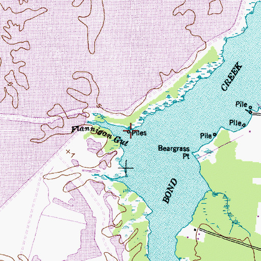 Topographic Map of Flannigan Gut, NC