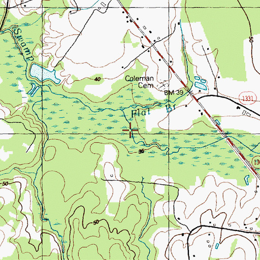 Topographic Map of Flat Branch, NC