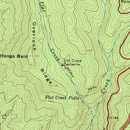 Topographic Map of Flat Creek Campsite, NC