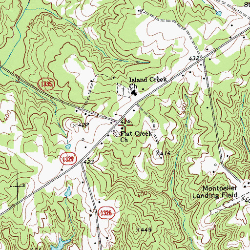 Topographic Map of Flat Creek Church, NC
