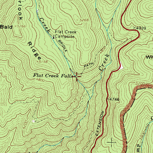 Topographic Map of Flat Creek Falls, NC