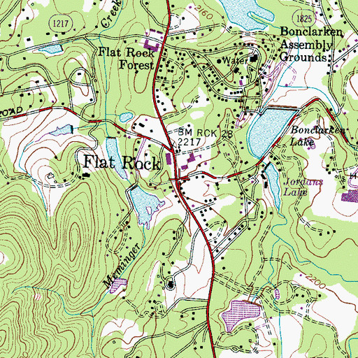 Topographic Map of Flat Rock, NC