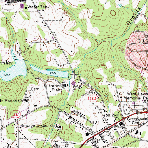 Topographic Map of Flat Rock Branch, NC