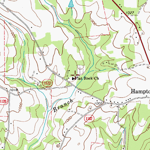 Topographic Map of Flat Rock Baptist Church, NC