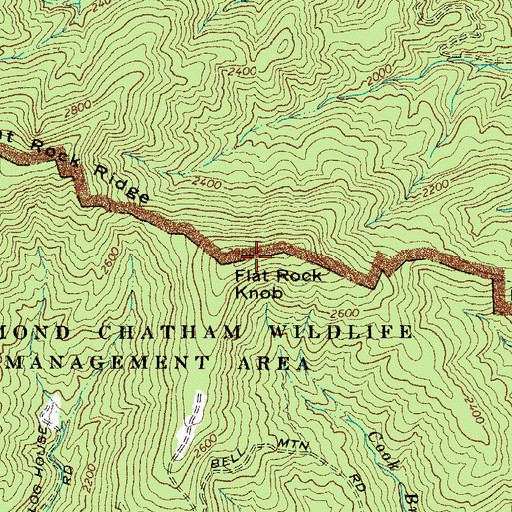 Topographic Map of Flat Rock Knob, NC