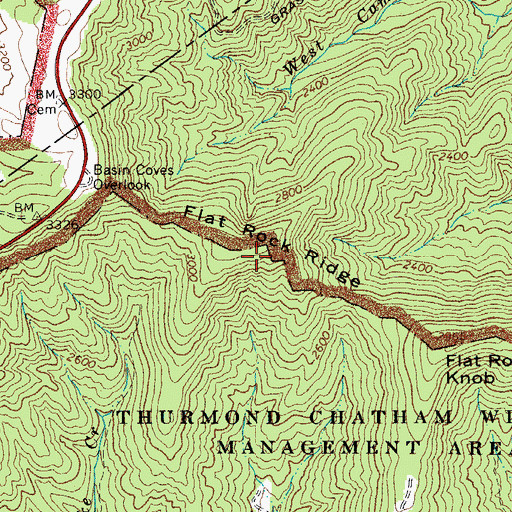 Topographic Map of Flat Rock Ridge, NC