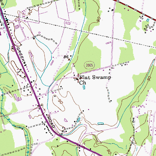 Topographic Map of Flat Swamp Church, NC