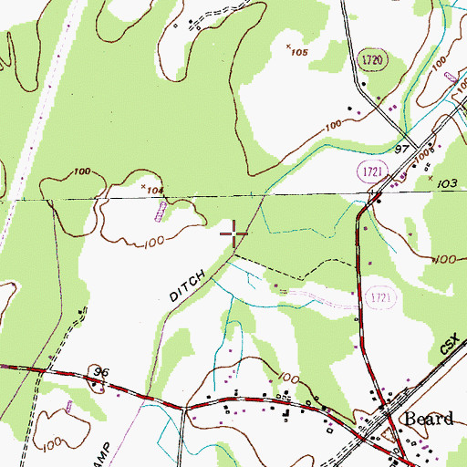 Topographic Map of Flat Swamp Ditch, NC