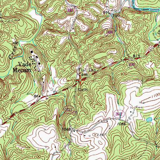 Topographic Map of Flat Top Cemetery, NC