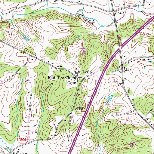Topographic Map of Flat Top Primitive Baptist Church, NC