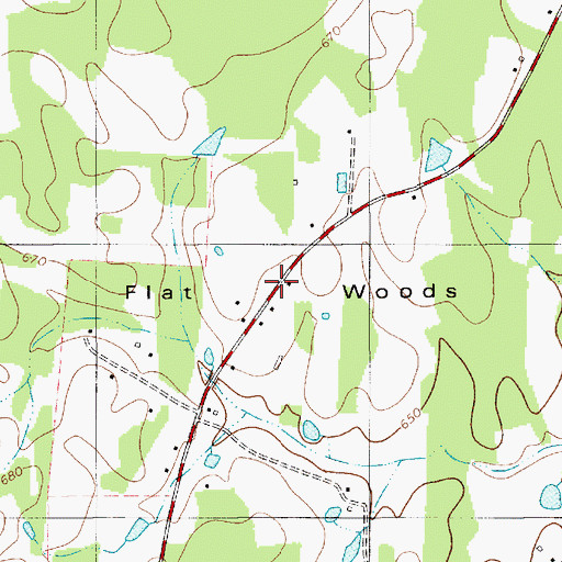 Topographic Map of Flat Woods, NC