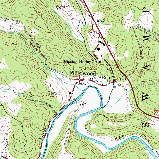 Topographic Map of Fleetwood, NC