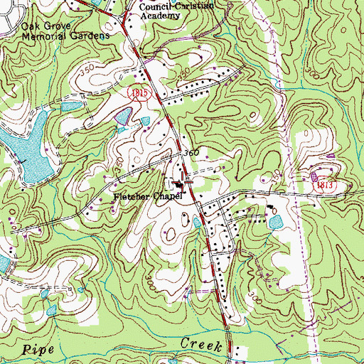 Topographic Map of Fletcher Chapel, NC