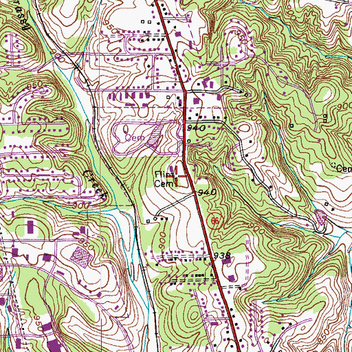 Topographic Map of Flint Cemetery, NC