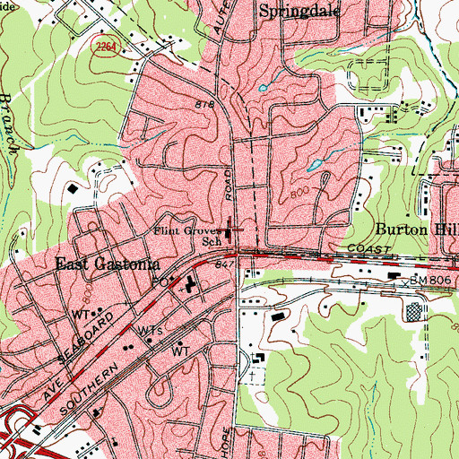 Topographic Map of Flint Groves School, NC