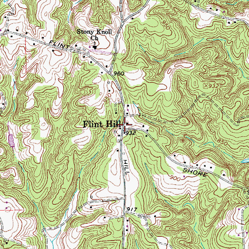 Topographic Map of Flint Hill, NC