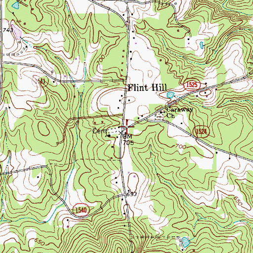 Topographic Map of Flint Hill, NC