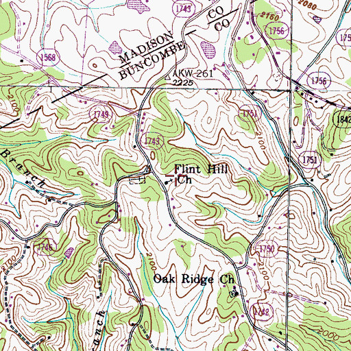 Topographic Map of Flint Hill Church, NC