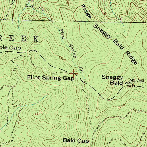 Topographic Map of Flint Spring Gap, NC