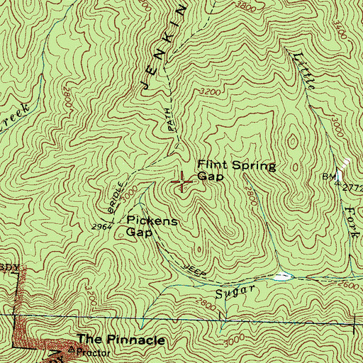 Topographic Map of Flint Spring Gap, NC