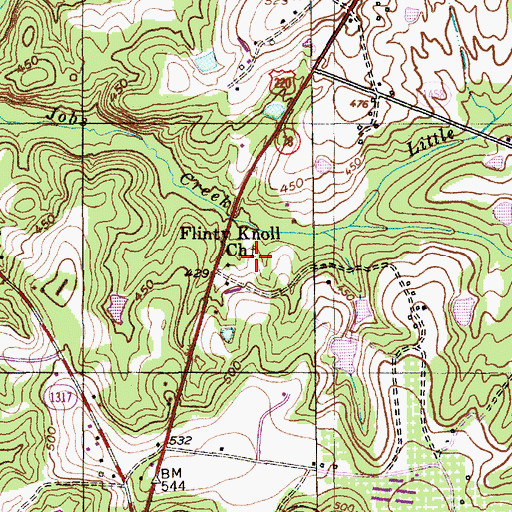Topographic Map of Flinty Knoll Church, NC