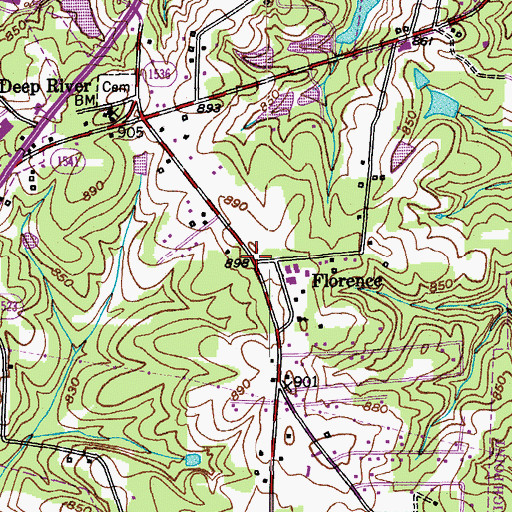 Topographic Map of Florence, NC