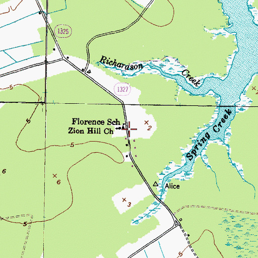 Topographic Map of Florence School, NC