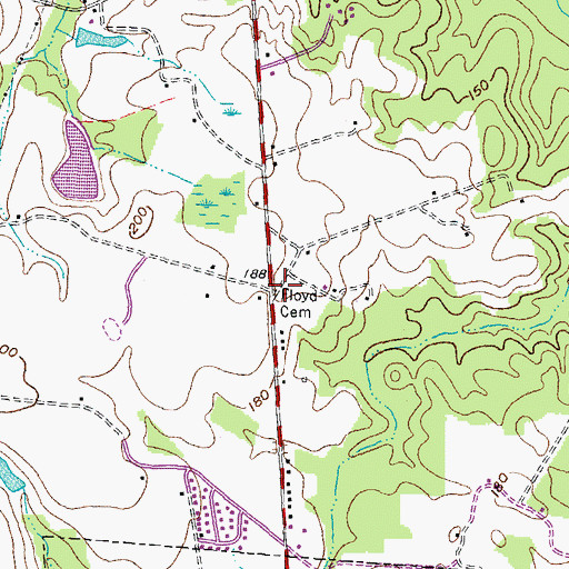 Topographic Map of Floyd Cemetery, NC