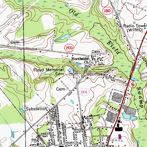 Topographic Map of Floyd Memorial Cemetery, NC