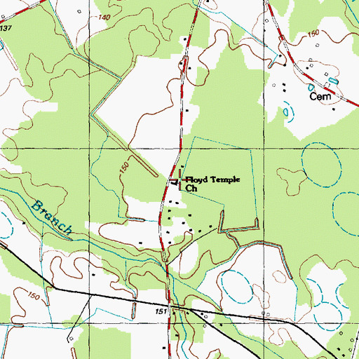 Topographic Map of Floyd Temple Church, NC