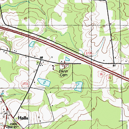 Topographic Map of Flynn Cemetery, NC