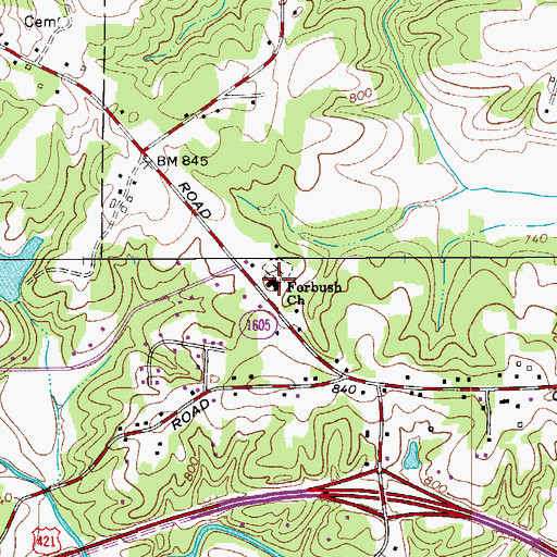 Topographic Map of Forbush Baptist Church, NC