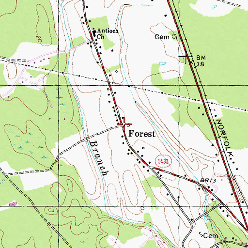 Topographic Map of Forest, NC