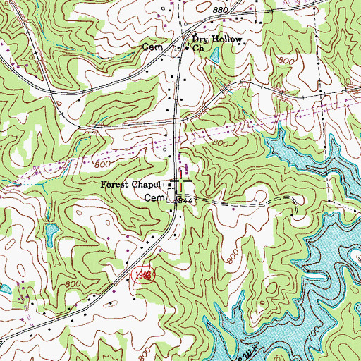 Topographic Map of Forest Chapel, NC