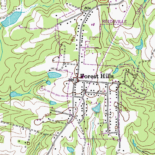Topographic Map of Forest Hills, NC