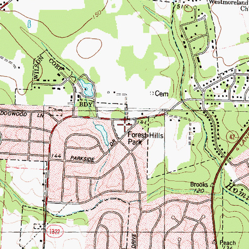 Topographic Map of Forest Hills Park, NC