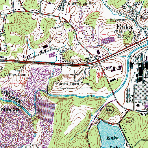 Topographic Map of Forest Lawn Memorial Park, NC