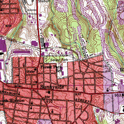 Topographic Map of Forest Park, NC