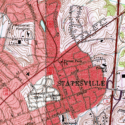 Topographic Map of Forest Park Church, NC