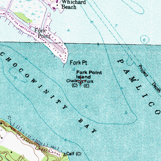 Topographic Map of Fork Point Island, NC