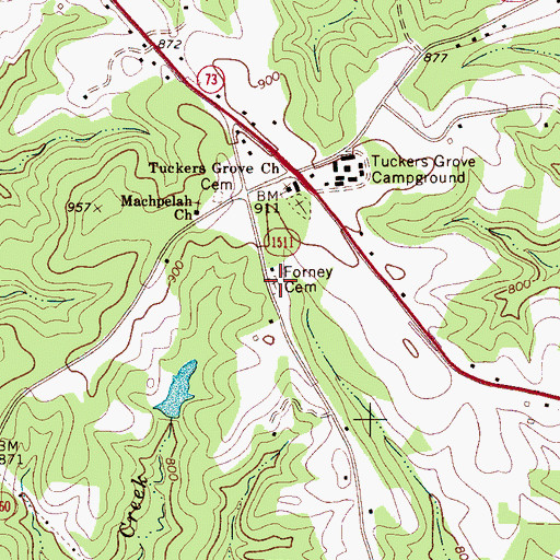 Topographic Map of Forney Cemetery, NC