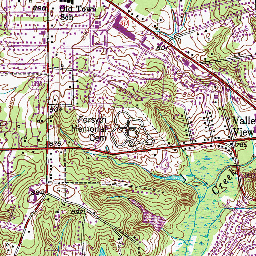 Topographic Map of Forsyth Memorial Park, NC