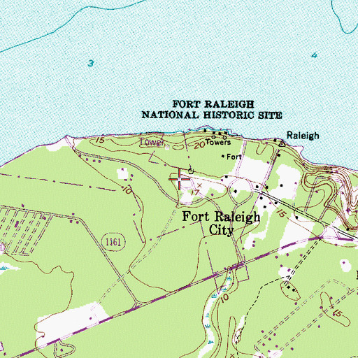 Topographic Map of Fort Raleigh National Historic Site, NC