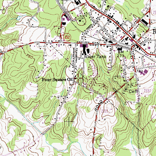 Topographic Map of Four Square Church, NC