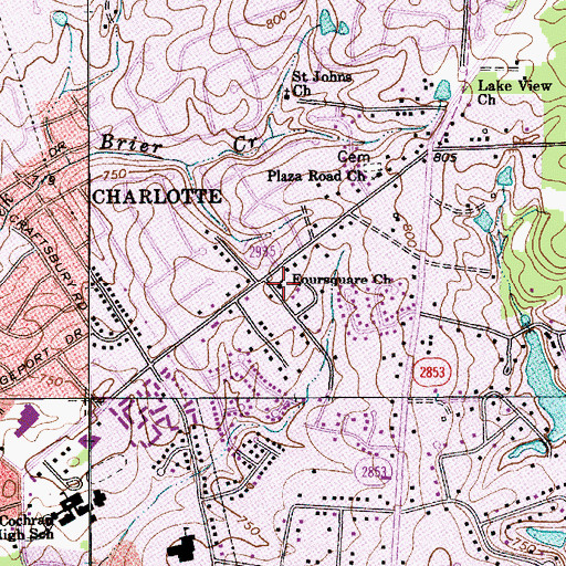 Topographic Map of Foursquare Church, NC