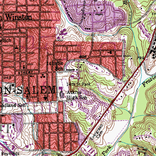 Topographic Map of Fourteenth Street Park, NC