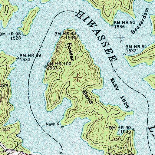 Topographic Map of Fowler Bend, NC