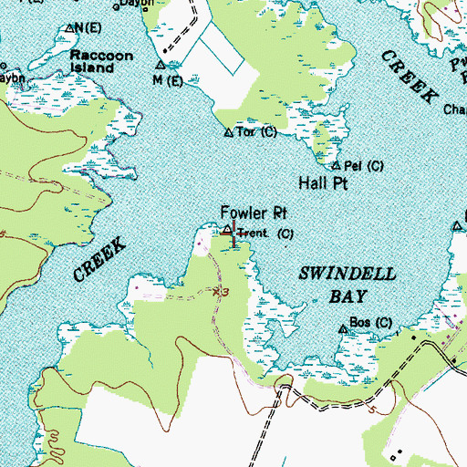 Topographic Map of Fowler Point, NC