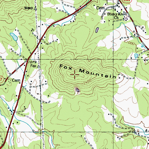 Topographic Map of Fox Mountain, NC
