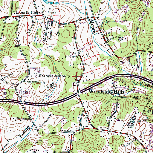Topographic Map of Francis Ashbury Church, NC